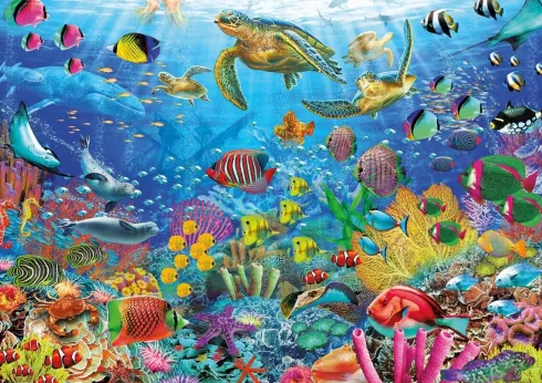 Educa Puslespil - 1000 Brikker - Tropical Fantasy Turtles Puslespil