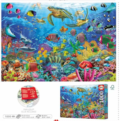 Educa Puslespil - 1000 Brikker - Tropical Fantasy Turtles Puslespil