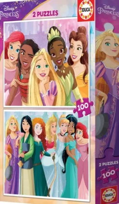 Educa - Puslespil I Træ Med 2X100 Brikker - Disney Prinsesser