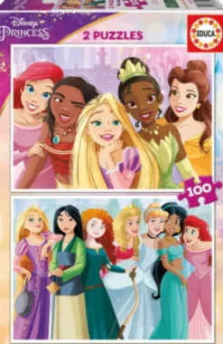 Educa - Puslespil I Træ Med 2X100 Brikker - Disney Prinsesser