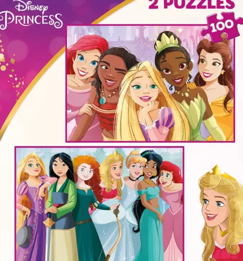 Educa - Puslespil I Træ Med 2X100 Brikker - Disney Prinsesser
