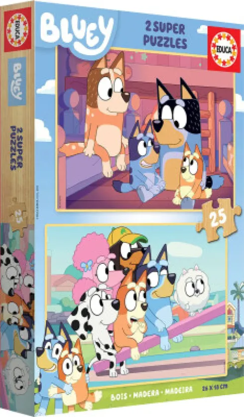 Educa - Puslespil I Træ - 2X25 Brikker - Bluey