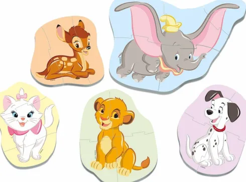 Educa - 5 Puslespil Med 3 Til 5 Brikker - Disney Baby Dyr