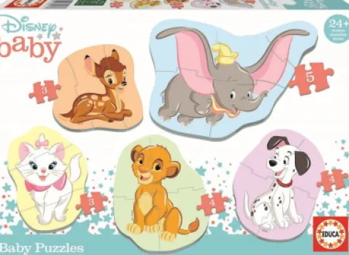 Educa - 5 Puslespil Med 3 Til 5 Brikker - Disney Baby Dyr