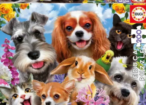 Educa - Selfie Pet Parade - Hunde Katte Kaniner - 200 Brikker
