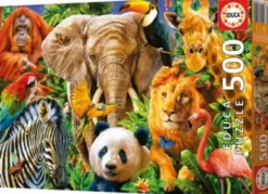 Educa - Wild Animal Collage Puzzle - 500 - Puslespil Med Dyr