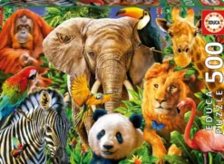 Educa - Wild Animal Collage Puzzle - 500 - Puslespil Med Dyr