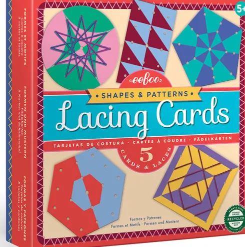 Eeboo - Lacing Cards - Snørekort Med Farver Og Mønstre