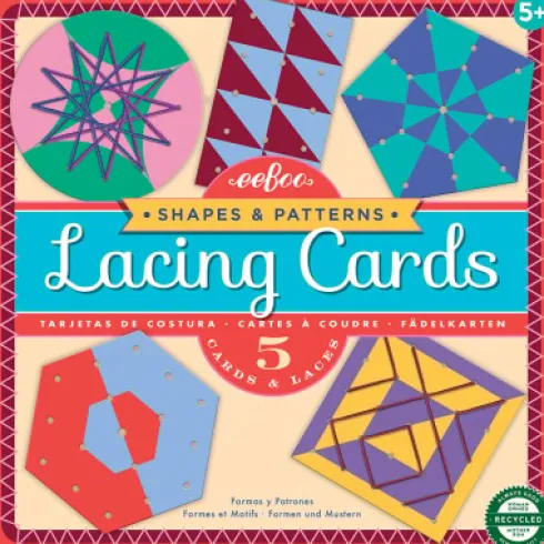 Eeboo - Lacing Cards - Snørekort Med Farver Og Mønstre