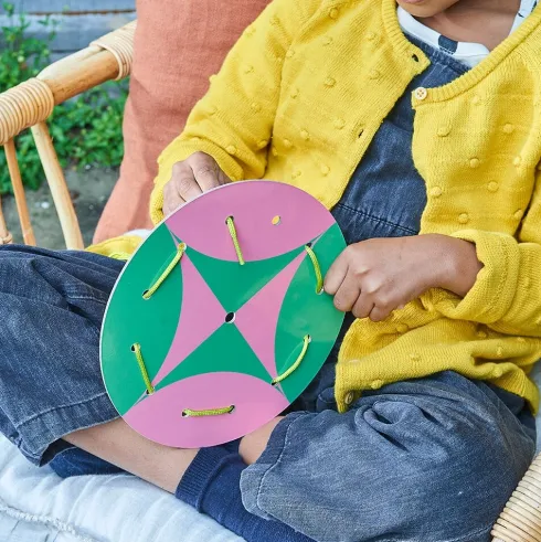 Eeboo - Lacing Cards - Snørekort Med Farver Og Mønstre