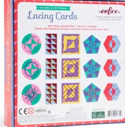 Eeboo - Lacing Cards - Snørekort Med Farver Og Mønstre