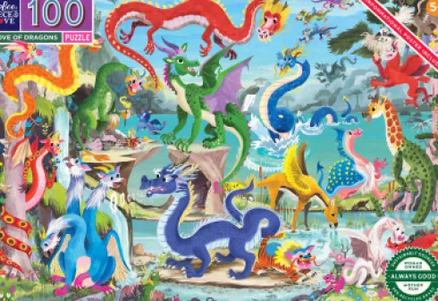 Eeboo - Love Of Dragons - 100 Brikker - Puslespil