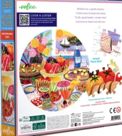 Eeboo - Mediterranean Table - 500 Piece Round Puzzle - Rundt Puslespil