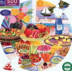 Eeboo - Mediterranean Table - 500 Piece Round Puzzle - Rundt Puslespil