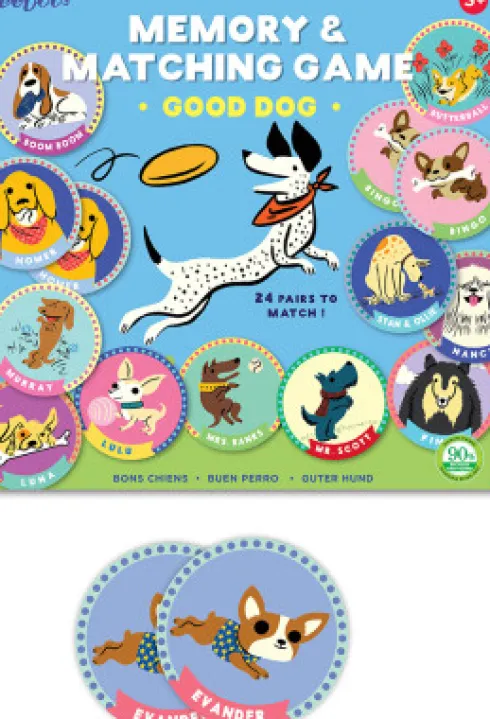 Eeboo - Memory Vendespil - Hunde - 48 Kort