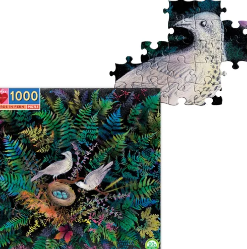 Eeboo Puslespil - 1000 Brikker - Fugle I Bregne