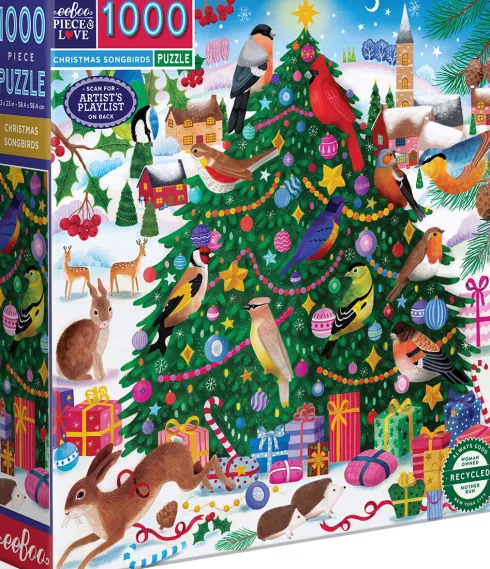 Eeboo Puslespil - Christmas Songbirds - 1000 Brikker