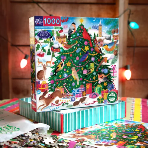 Eeboo Puslespil - Christmas Songbirds - 1000 Brikker