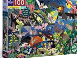 Eeboo Puslespil - Flagermus - Glow In The Dark - 100 Brikker