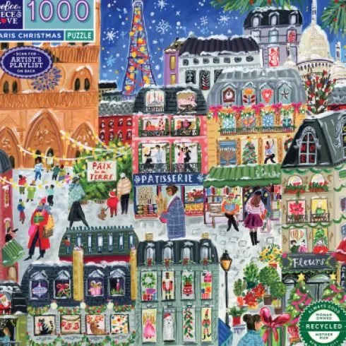 Eeboo Puslespil - Paris Christmas - 1000 Brikker