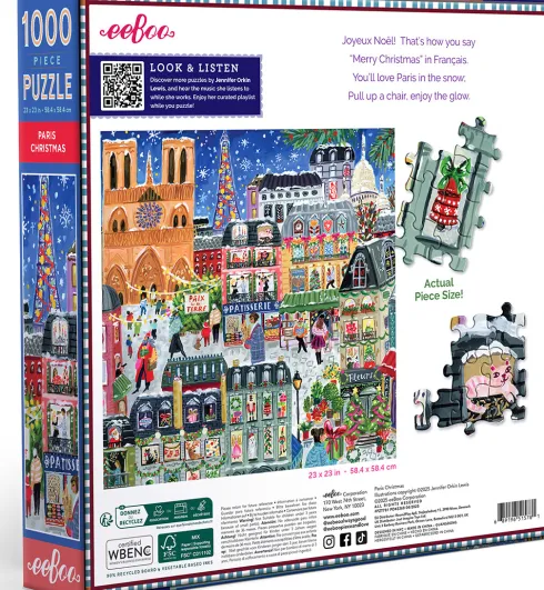 Eeboo Puslespil - Paris Christmas - 1000 Brikker