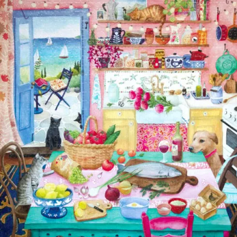 Eeboo Puslespil - Pink Kitchen - 1000 Brikker