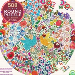 Eeboo - Puslespil - Rundt - Blue Bird Yellow Bird - 500 Brikker