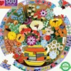 Eeboo - Puslespil - Rundt - 500 Brikker - Purple Bird And Flowers