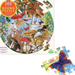 Eeboo - Puslespil - Rundt - Mushrooms And Butterflies - 500 Brikker