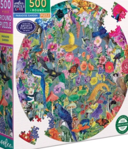 Eeboo - Rundt Puslespil - 500 Brikker - Paradise Garden