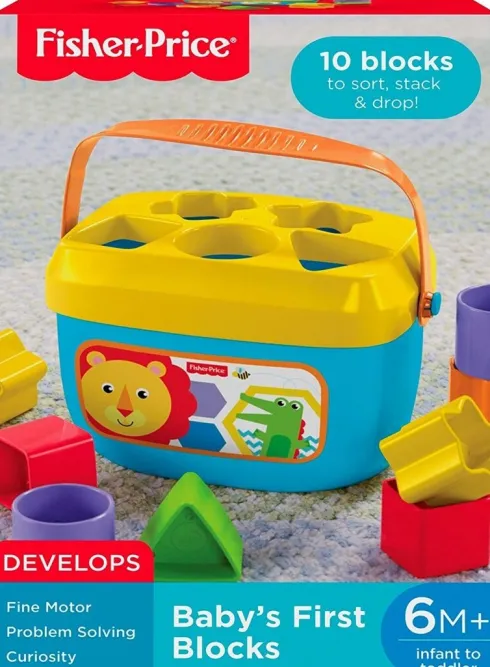 Fisher-Price - Puttekasse - Babys Første Klodser - 10 Klodser