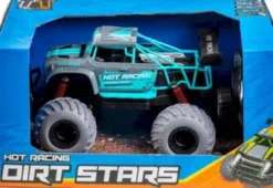 Fjernstyret Bil Med Lys - Hot Racing Dirt Stars - 1:14 - Grå Og Blå