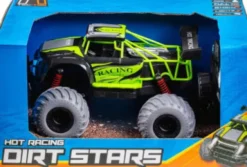 Fjernstyret Bil Med Lys - Hot Racing Dirt Stars - 1:14 - Grå Og Grøn