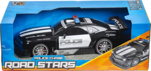 Fjernstyret Politibil Med Lys - Police Chase Road Stars - 1:12 - Sort