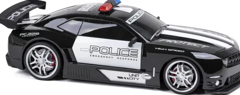Fjernstyret Politibil Med Lys - Police Chase Road Stars - 1:12 - Sort