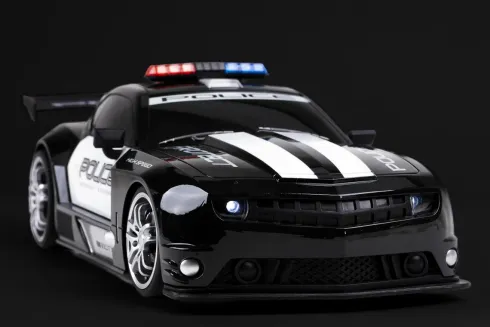 Fjernstyret Politibil Med Lys - Police Chase Road Stars - 1:12 - Sort