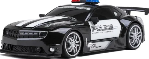 Fjernstyret Politibil Med Lys - Police Chase Road Stars - 1:12 - Sort