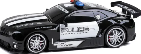 Fjernstyret Politibil Med Lys - Police Chase Road Stars - 1:12 - Sort