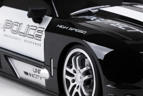 Fjernstyret Politibil Med Lys - Police Chase Road Stars - 1:12 - Sort