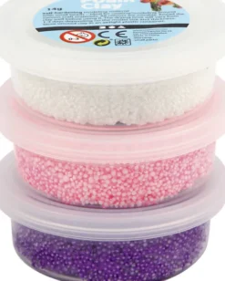 Foam Clay - Metallic Og Glitter Sæt - Pink, Lilla Og Hvid - 3X14 G