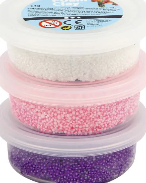 Foam Clay - Metallic Og Glitter Sæt - Pink, Lilla Og Hvid - 3X14 G