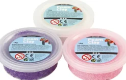 Foam Clay - Metallic Og Glitter Sæt - Pink, Lilla Og Hvid - 3X14 G