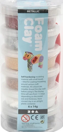 Foam Clay Modellervoks Sæt - 6 Stk - Metallic