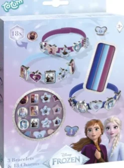 Frost - Disney - DIY 3 Armbånd Og 18 Vedhæng - Kit Til Børn