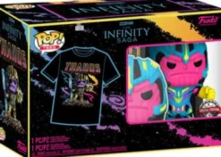 Funko Pop! - Tee Og Figur - Marvel - Thanos - Blacklight - M