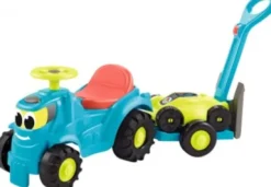 Gåbil Traktor Med Trailer Og Græsslåmaskine