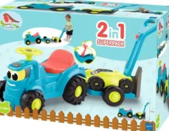 Gåbil Traktor Med Trailer Og Græsslåmaskine