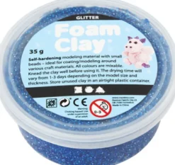 Glitter Foam Clay - Blå - Modellervoks - 35 G