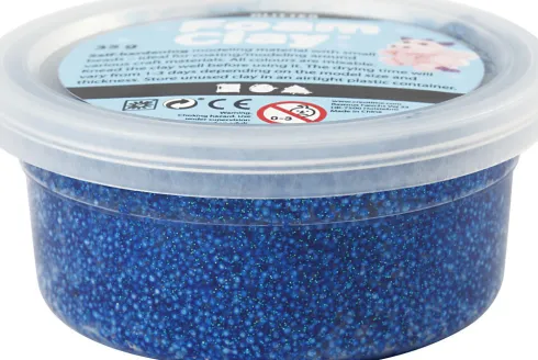 Glitter Foam Clay - Blå - Modellervoks - 35 G