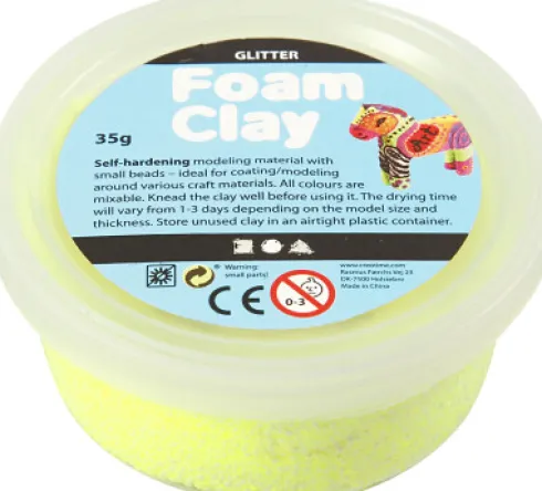 Glitter Foam Clay - Gul - Modellervoks - 35 G